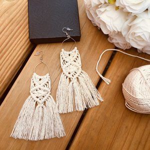 HANDMADE Super Cute Macrame Boho Fringe Earrings